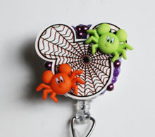 Load image into Gallery viewer, Halloween Mickey Mouse Spiders Retractable ID Badge Reel