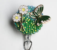 Load image into Gallery viewer, Daisies and A Butterfly Retractable ID Badge Reel