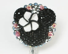 Load image into Gallery viewer, Aloha Minnie Mouse On Silver Retractable ID Badge Reel