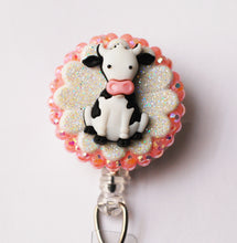 Load image into Gallery viewer, Cute Cow Sitting Retractable ID Badge Reel