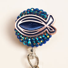 Load image into Gallery viewer, Christian Fish Retractable ID Badge Reel