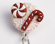 Load image into Gallery viewer, Christmas Peppermint Candy Retractable ID Badge Reel