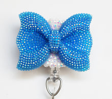 Load image into Gallery viewer, Shimmery Blue Bow Retractable ID Badge Reel
