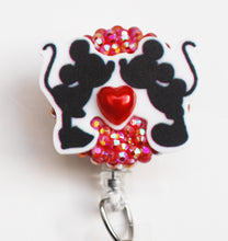 Load image into Gallery viewer, Mickey And Minnie Mouse Kiss Retractable ID Badge Reel