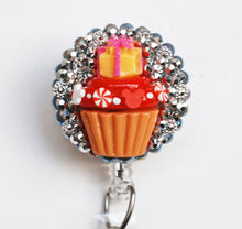 Load image into Gallery viewer, Christmas Present Mickey Mouse Cupcake Retractable ID Badge Reel