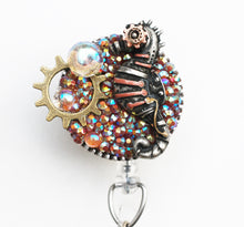 Load image into Gallery viewer, Zippered Steampunk Seahorse Retractable ID Badge Reel