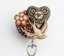 Load image into Gallery viewer, Steampunk Heart Retractable ID Badge Reel