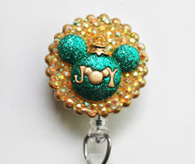 Load image into Gallery viewer, Mickey Mouse Christmas Joy Ornament Retractable ID Badge Reel