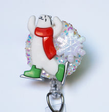 Load image into Gallery viewer, Polar Bear Ice Skater Retractable ID Badge Reel