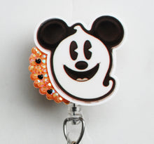 Load image into Gallery viewer, Mickey Mouse Halloween Ghost Retractable ID Badge Reel