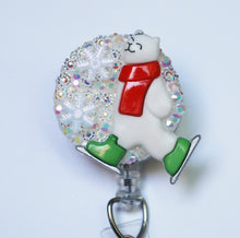 Load image into Gallery viewer, Polar Bear Skater Retractable ID Badge Reel