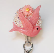 Load image into Gallery viewer, Pink Sparrow Retractable ID Badge Reel
