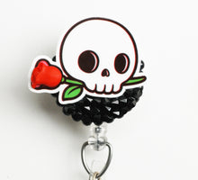 Load image into Gallery viewer, A Romantic Skull Retractable ID Badge Reel