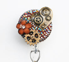Load image into Gallery viewer, Zippered Steampunk Heart Retractable ID Badge Reel