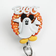 Load image into Gallery viewer, Halloween Mickey Mouse Ghost Retractable ID Badge Reel