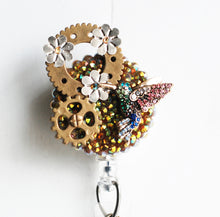 Load image into Gallery viewer, Hummingbird Steampunk Style Retractable ID Badge Reel