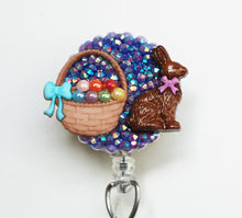 Load image into Gallery viewer, Easter Chocolate Bunny And Colorful Egg Basket Retractable ID Badge Reel