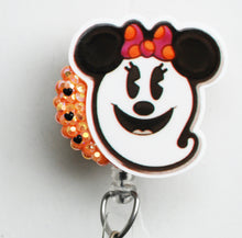 Load image into Gallery viewer, Minnie Mouse Halloween Ghost Retractable ID Badge Reel