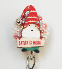 Load image into Gallery viewer, Santa Is Here Gnome Retractable ID Badge Reel