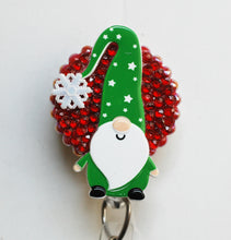 Load image into Gallery viewer, Christmas Gnome In Green Retractable ID Badge Reel