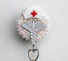 Load image into Gallery viewer, Symbols Of Medicine Retractable ID Badge Reel