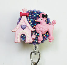 Load image into Gallery viewer, Pink Posh Poodle Retractable ID Badge Reel