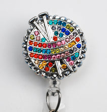 Load image into Gallery viewer, I Heart Crochet Retractable ID Badge Reel