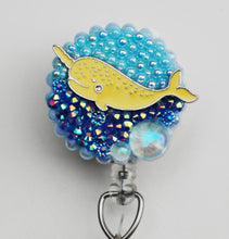 Load image into Gallery viewer, Yellow Mythical Narwhal Retractable ID Badge Reel