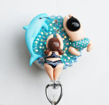 Load image into Gallery viewer, Swimming With A Dolphin Retractable ID Badge Reel