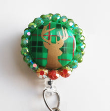 Load image into Gallery viewer, Gold Reindeer Silhouette Retractable ID Badge Reel