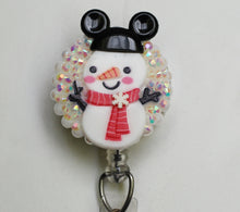Load image into Gallery viewer, Mickey Mouse Ears Snowman Retractable ID Badge Reel