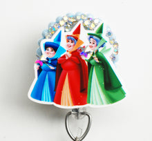 Load image into Gallery viewer, Cinderella's Three Fairy Godmothers Retractable ID Badge Reel
