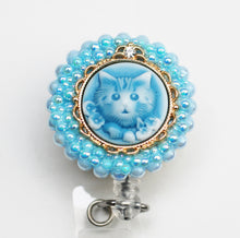Load image into Gallery viewer, Fancy Cat Cameo Retractable ID Badge Reel