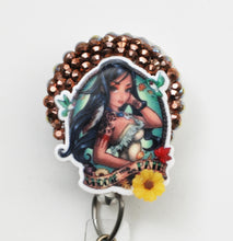 Load image into Gallery viewer, Pocahontas Tattoo Style Retractable ID Badge Reel