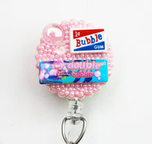Load image into Gallery viewer, I Heart Bubble Gum Retractable ID Badge Reel