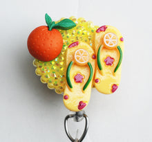 Load image into Gallery viewer, Orange Flip Flops Retractable ID Badge Reel