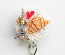 Load image into Gallery viewer, Paris And Croissants Retractable ID Badge Reel
