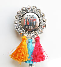 Load image into Gallery viewer, Think Happy Be Happy Retractable ID Badge Reel