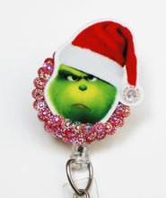 Load image into Gallery viewer, Grinch Face Retractable ID Badge Reel