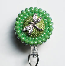 Load image into Gallery viewer, Rhinestone Dragonfly Retractable ID Badge Reel
