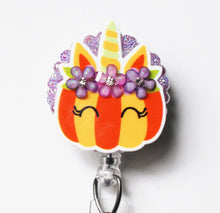 Load image into Gallery viewer, Halloween Pretty Pumpkin Retractable ID Badge Reel
