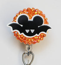 Load image into Gallery viewer, Black Mickey Mouse Bat Retractable ID Badge Reel