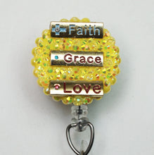 Load image into Gallery viewer, Faith Grace Love Retractable ID Badge Reel