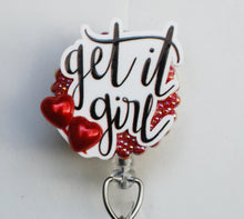 Load image into Gallery viewer, Get It Girl Retractable ID Badge Reel