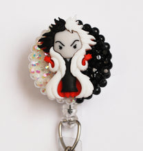 Load image into Gallery viewer, Villainous Cruella de Vil Retractable ID Badge Reel