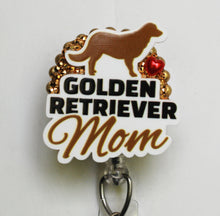 Load image into Gallery viewer, Golden Retriever Mom Retractable ID Badge Reel