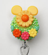 Load image into Gallery viewer, Spring Time Flowers And Mickey Mouse Retractable ID Badge Reel
