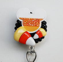 Load image into Gallery viewer, Halloween Candy Corn Mickey Mouse Retractable ID Badge Reel