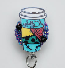 Load image into Gallery viewer, Nightmare Before Christmas Sally Coffee Cup Retractable ID Badge Reel