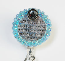 Load image into Gallery viewer, Wanderlust Retractable ID Badge Reel